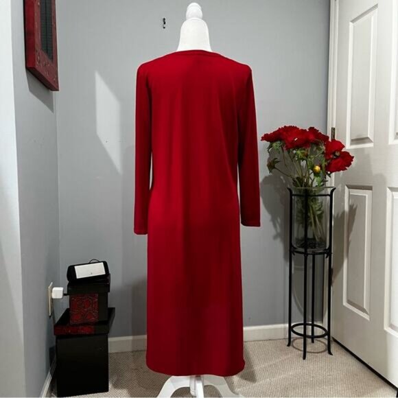 NEW Rags & Couture Longline Knit Midi Sweater Long Sleeve Tunic Dress M Red NWOT - Picture 4 of 15